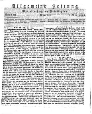 Allgemeine Zeitung Mittwoch 13. November 1816