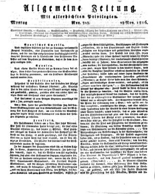 Allgemeine Zeitung Montag 18. November 1816