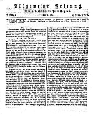 Allgemeine Zeitung Freitag 29. November 1816