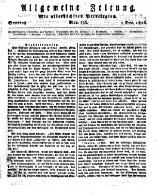 Allgemeine Zeitung Sonntag 1. Dezember 1816