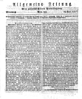 Allgemeine Zeitung Mittwoch 18. Dezember 1816