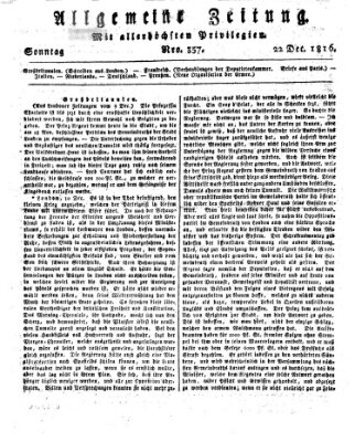 Allgemeine Zeitung Sonntag 22. Dezember 1816