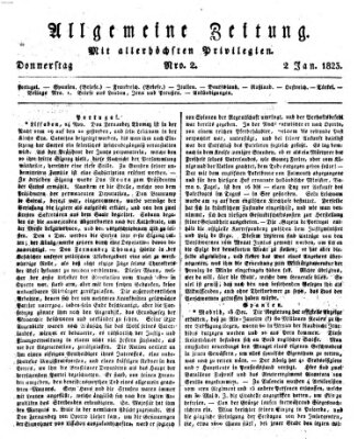 Allgemeine Zeitung Donnerstag 2. Januar 1823