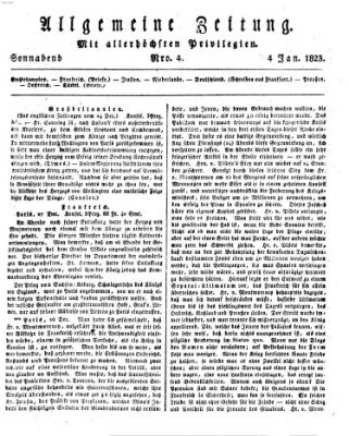 Allgemeine Zeitung Samstag 4. Januar 1823