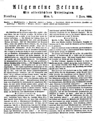 Allgemeine Zeitung Dienstag 7. Januar 1823