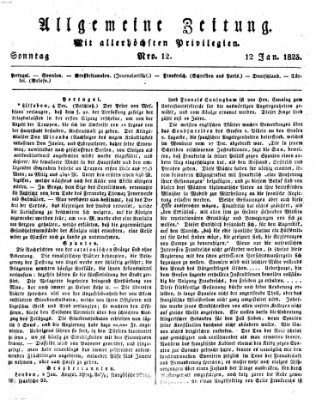 Allgemeine Zeitung Sonntag 12. Januar 1823