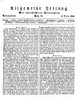 Allgemeine Zeitung Samstag 18. Januar 1823