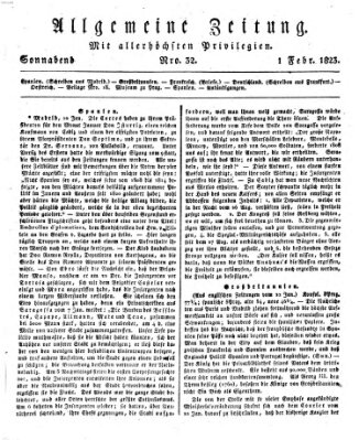 Allgemeine Zeitung Samstag 1. Februar 1823