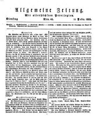 Allgemeine Zeitung Dienstag 11. Februar 1823