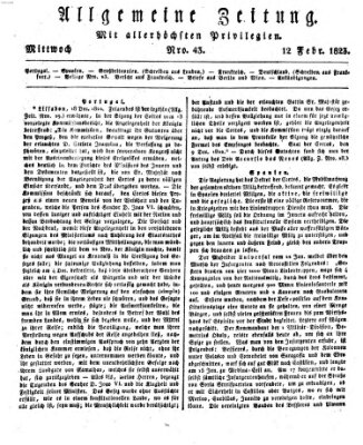 Allgemeine Zeitung Mittwoch 12. Februar 1823