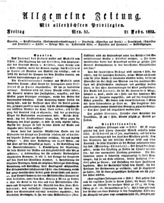 Allgemeine Zeitung Freitag 21. Februar 1823