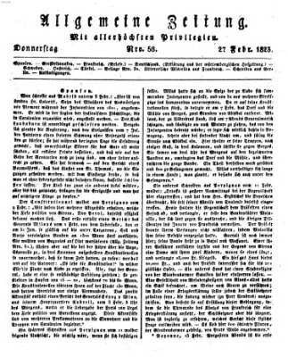 Allgemeine Zeitung Donnerstag 27. Februar 1823