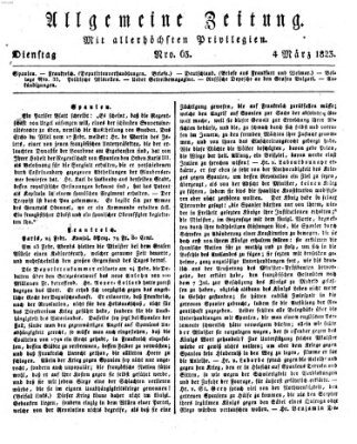 Allgemeine Zeitung Dienstag 4. März 1823