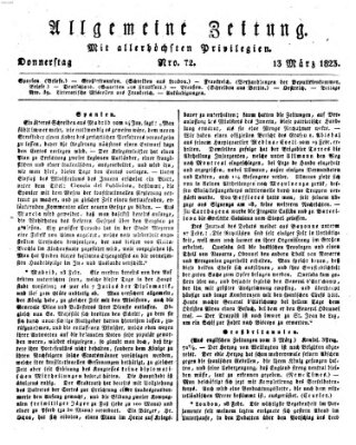 Allgemeine Zeitung Donnerstag 13. März 1823