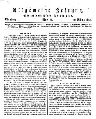 Allgemeine Zeitung Dienstag 18. März 1823