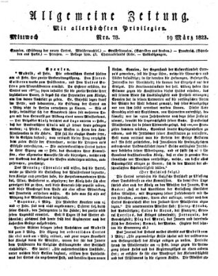 Allgemeine Zeitung Mittwoch 19. März 1823