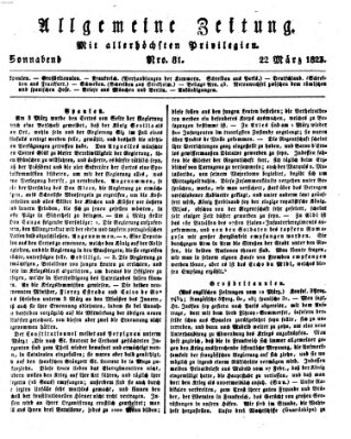 Allgemeine Zeitung Samstag 22. März 1823