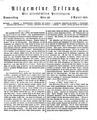 Allgemeine Zeitung Donnerstag 3. April 1823