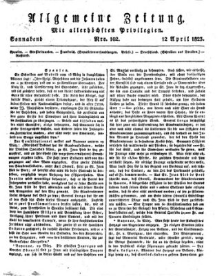 Allgemeine Zeitung Samstag 12. April 1823