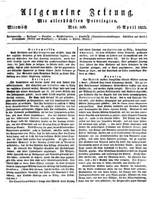Allgemeine Zeitung Mittwoch 16. April 1823