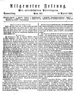 Allgemeine Zeitung Donnerstag 17. April 1823