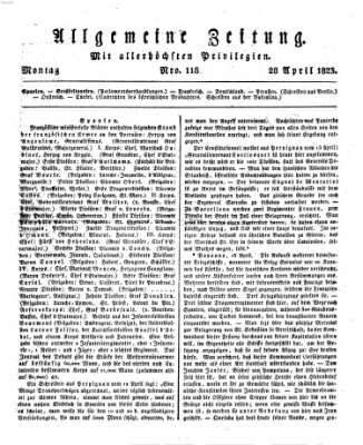 Allgemeine Zeitung Montag 28. April 1823