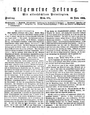 Allgemeine Zeitung Freitag 20. Juni 1823