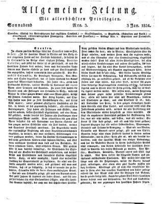 Allgemeine Zeitung Samstag 3. Januar 1824