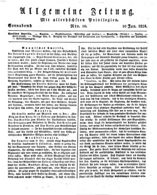 Allgemeine Zeitung Samstag 10. Januar 1824