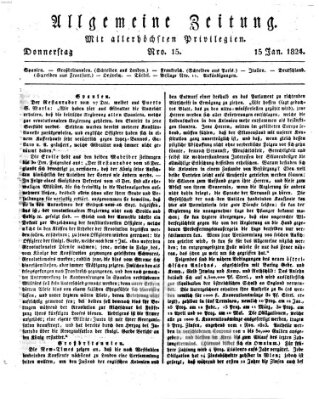 Allgemeine Zeitung Donnerstag 15. Januar 1824