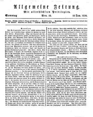 Allgemeine Zeitung Sonntag 18. Januar 1824