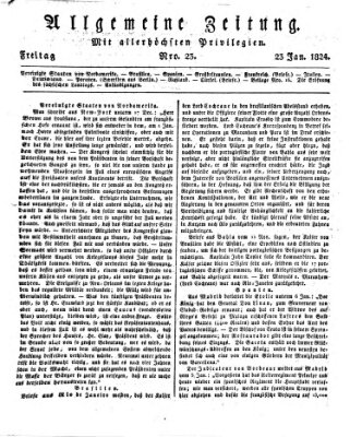 Allgemeine Zeitung Freitag 23. Januar 1824