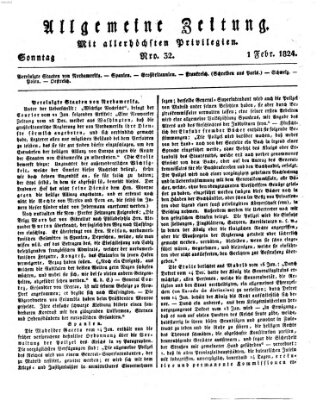 Allgemeine Zeitung Sonntag 1. Februar 1824