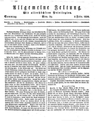 Allgemeine Zeitung Sonntag 8. Februar 1824