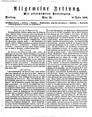 Allgemeine Zeitung Freitag 27. Februar 1824