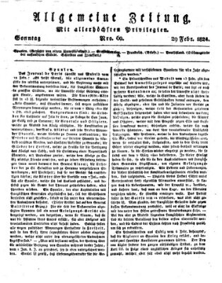 Allgemeine Zeitung Sonntag 29. Februar 1824