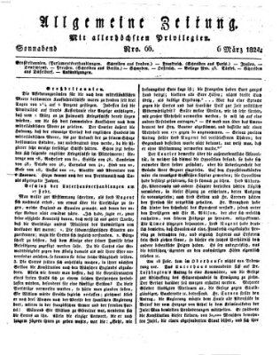 Allgemeine Zeitung Samstag 6. März 1824