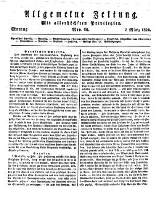 Allgemeine Zeitung Montag 8. März 1824