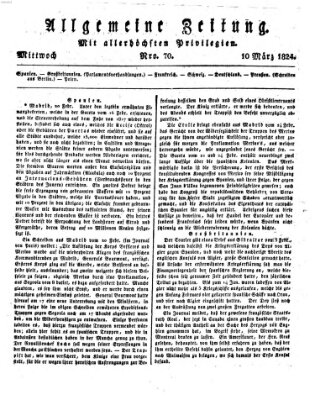 Allgemeine Zeitung Mittwoch 10. März 1824