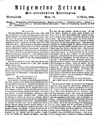 Allgemeine Zeitung Samstag 13. März 1824