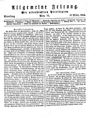 Allgemeine Zeitung Dienstag 16. März 1824