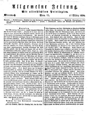 Allgemeine Zeitung Mittwoch 17. März 1824