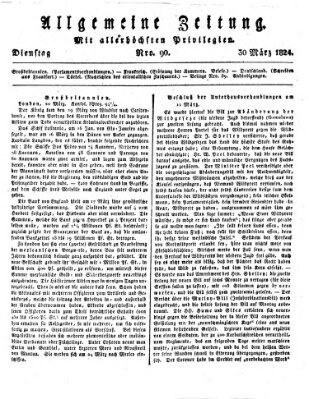 Allgemeine Zeitung Dienstag 30. März 1824