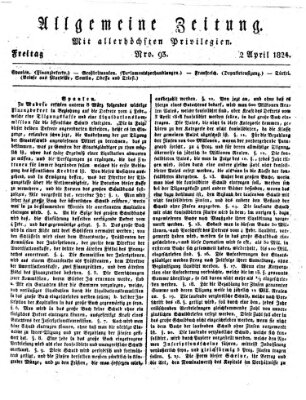 Allgemeine Zeitung Freitag 2. April 1824