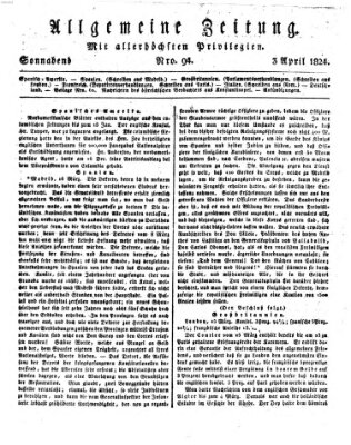 Allgemeine Zeitung Samstag 3. April 1824