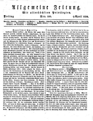 Allgemeine Zeitung Freitag 9. April 1824