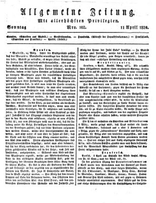 Allgemeine Zeitung Sonntag 11. April 1824