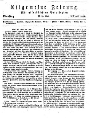 Allgemeine Zeitung Dienstag 13. April 1824