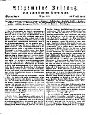 Allgemeine Zeitung Samstag 24. April 1824