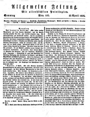 Allgemeine Zeitung Sonntag 25. April 1824